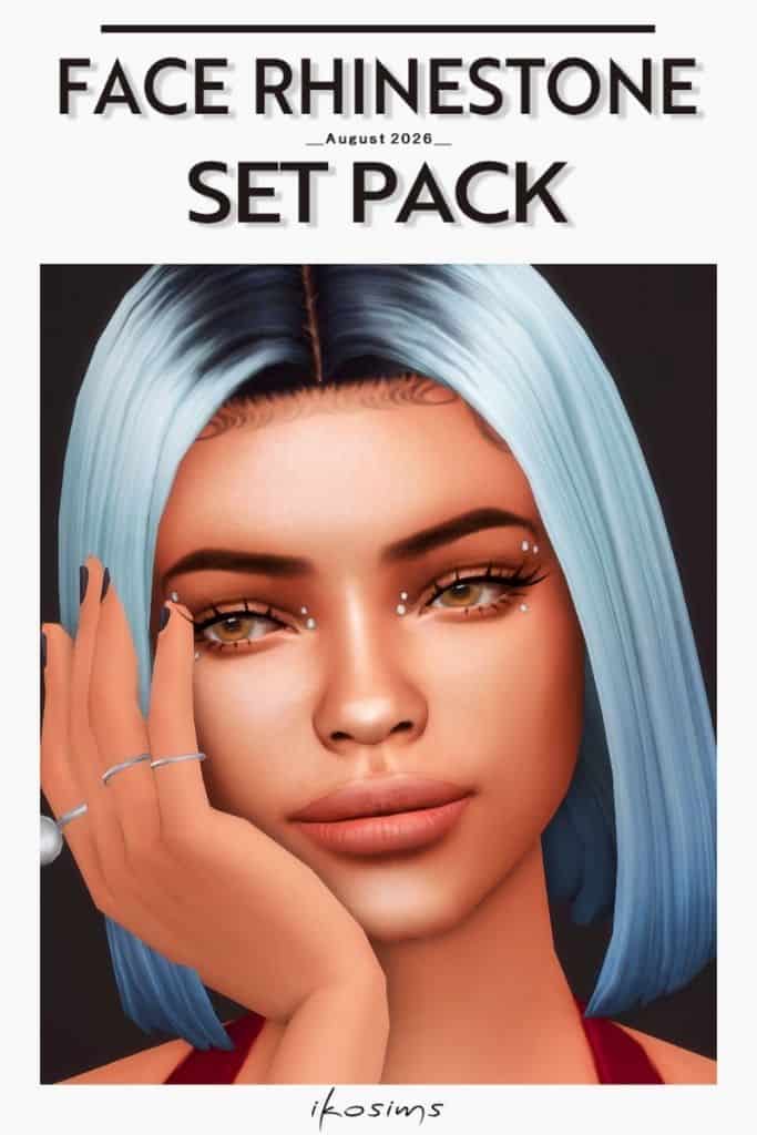 female Sim with facial rhinestones