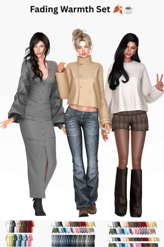 three female Sims dressed in warmer weather clothing