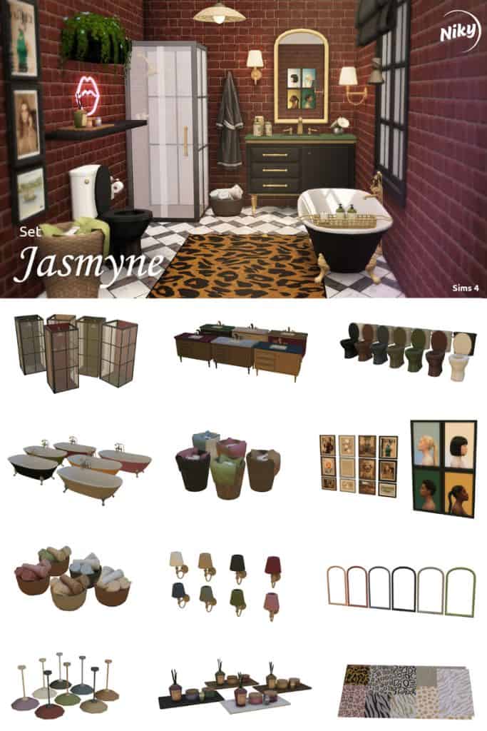 dramatic and bold bathroom with animal print carpet and modern decor