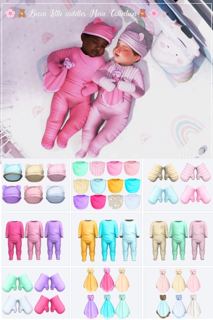 infant Sims wearing colorful outfits