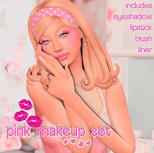 blond female Sim with colorful makeup