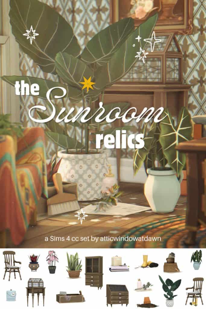 a sunroom filled with vintage relics
