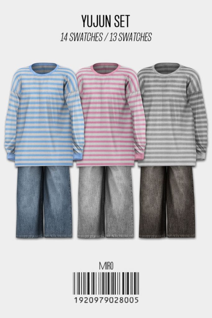collage of men's long sleeve tops and wide long denim shorts in different swatches