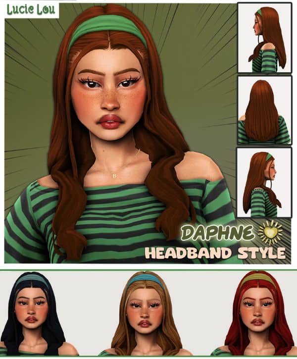 female Sim with a loose hairstyle with a headband