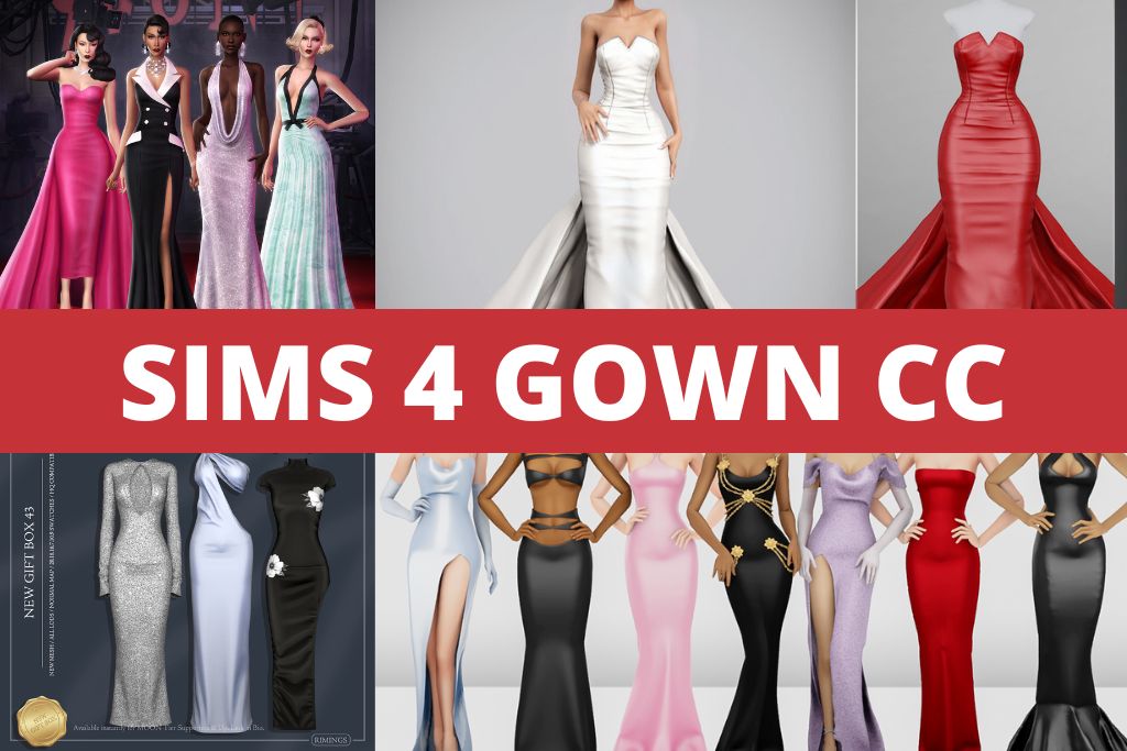 sims 4 gown cc collage