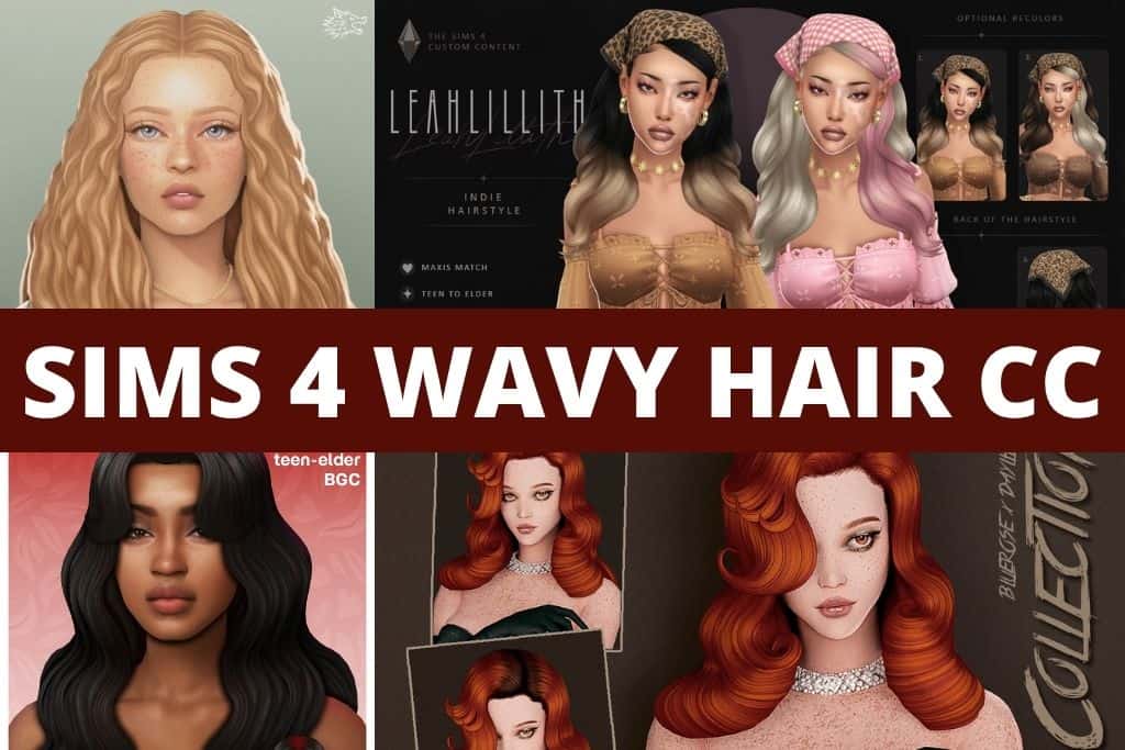 sims 4 wavy hair cc collage