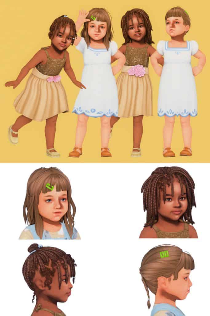 four toddler girls with cute hairstyles