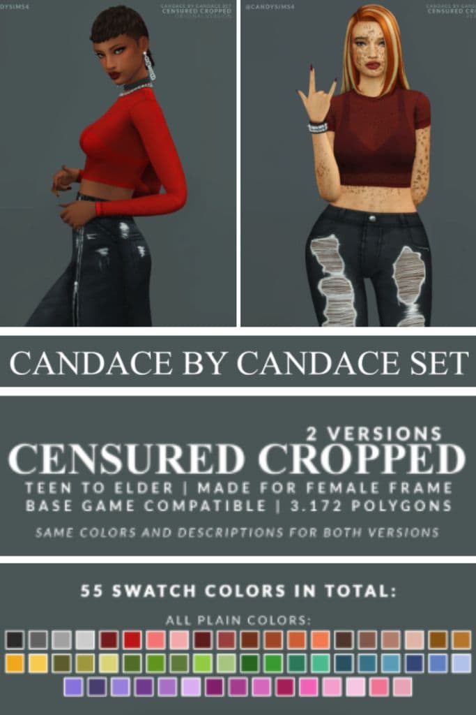 two female Sims wearing different versions of simple cropped tops