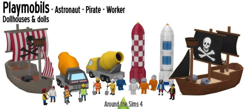 astronaut, pirate, worker, dollhouses and doll toys