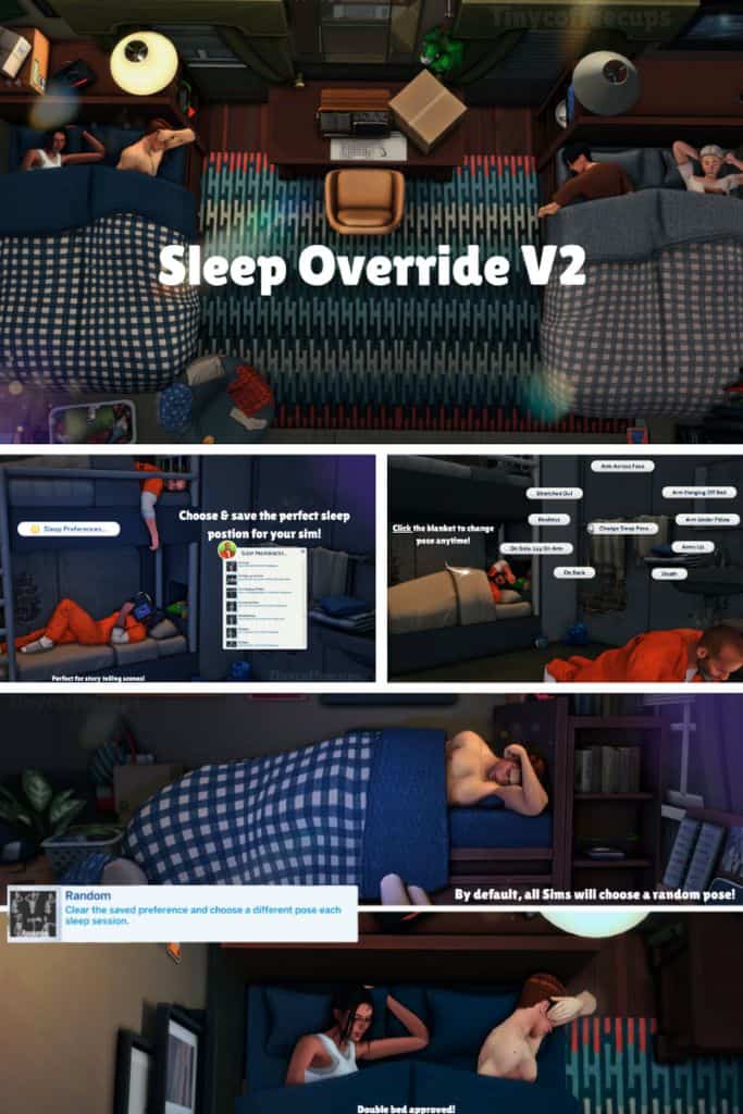 Collage of Sims sleeping in different positions
