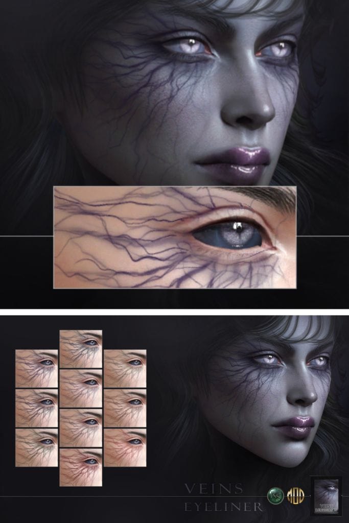 female Sim with vein like eyeliner