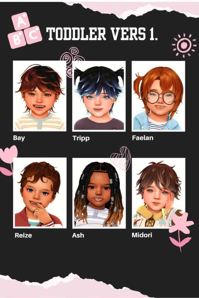 collage of six toddler hair conversions