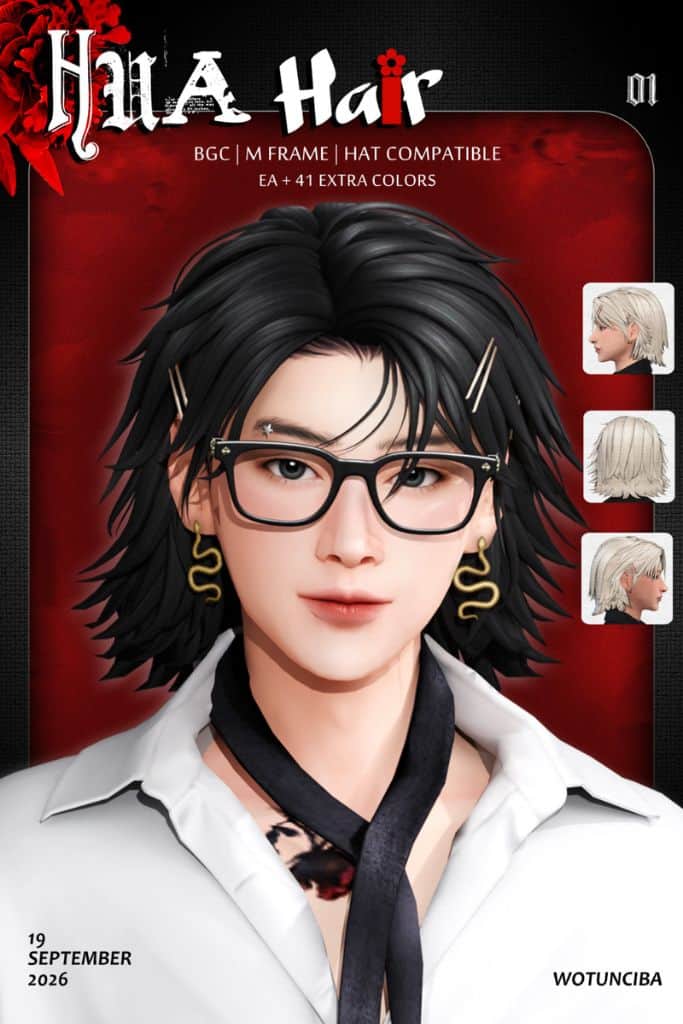 male Sim with a layered, choppy hairstyle