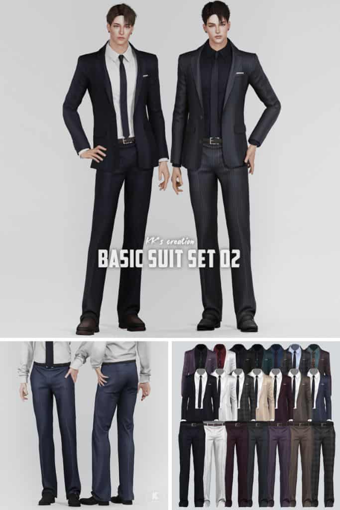 two male Sims wearing slim fit suits