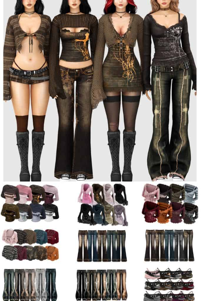 female Sims dressed in rebellious casual streetwear