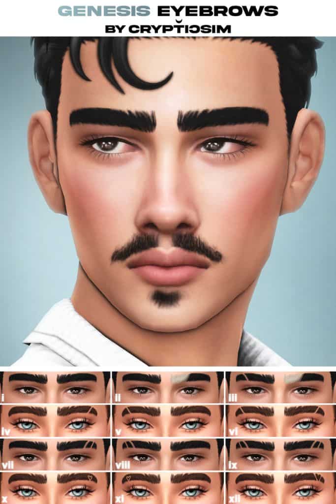 male Sim with thick, almost straight eyebrows