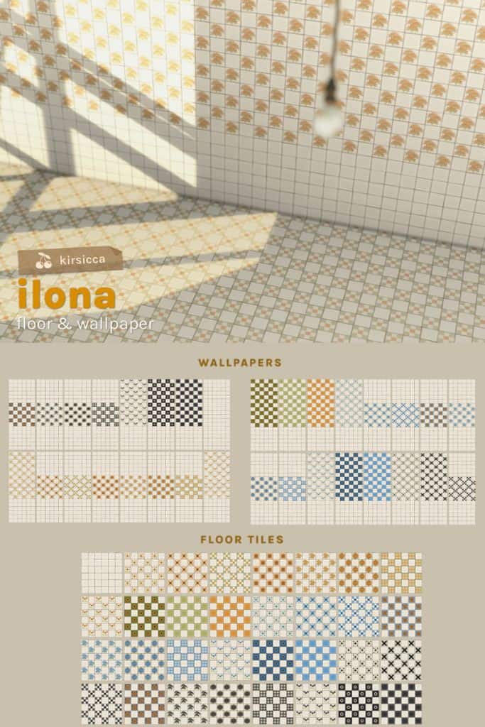 collage of mixed wallpaper and floor tile swatches