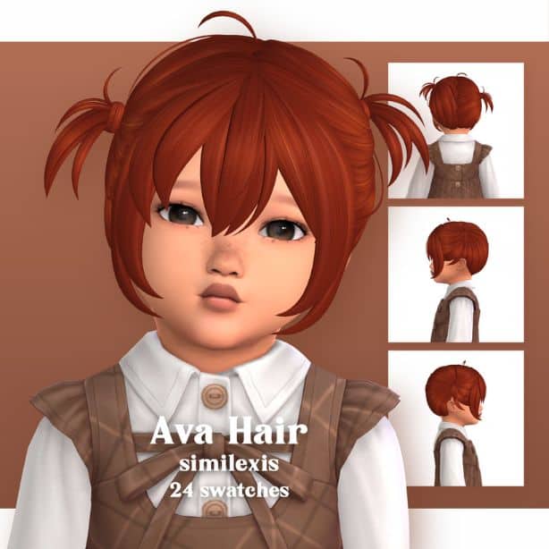 toddler Sims with two mini pigtails and long bangs