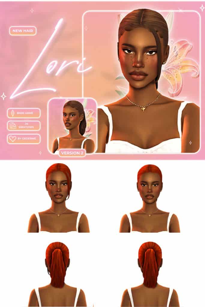 female Sims with ponytail hairstyles in two variations