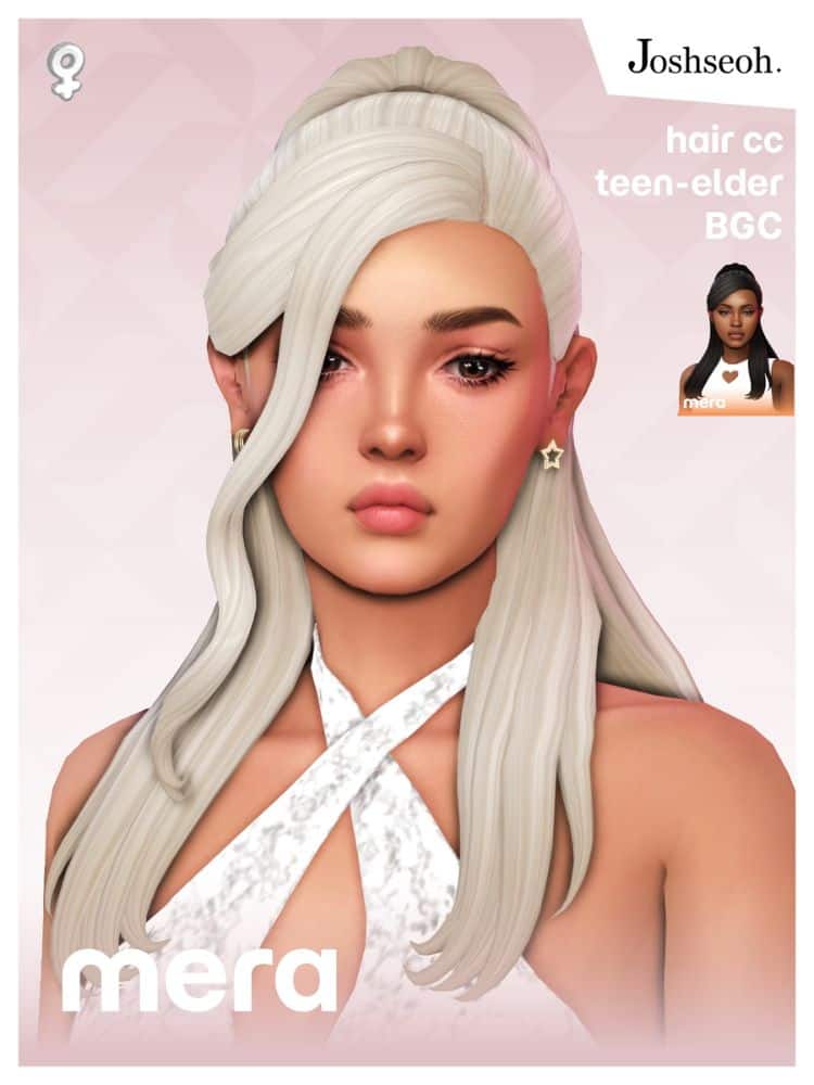 female Sims with a half-up ponytail hairstyle with face-framing pieces
