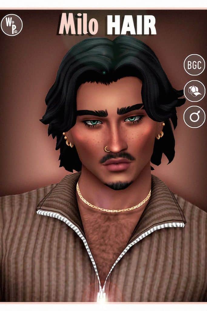 male Sims with a short layered hairstyle