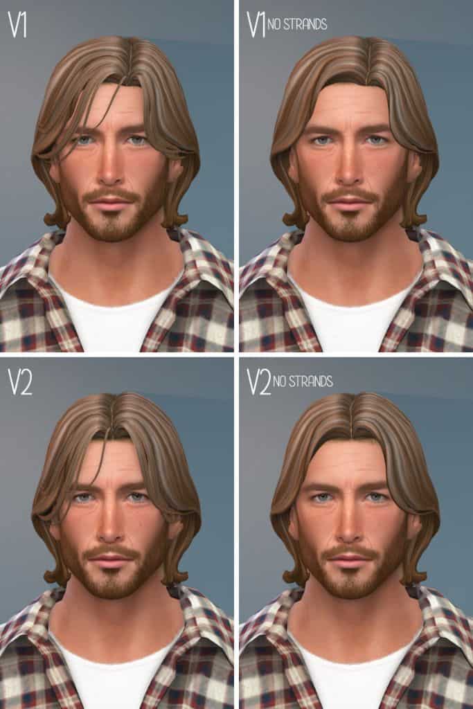 collage of male Sim with four variations of a hairstyle