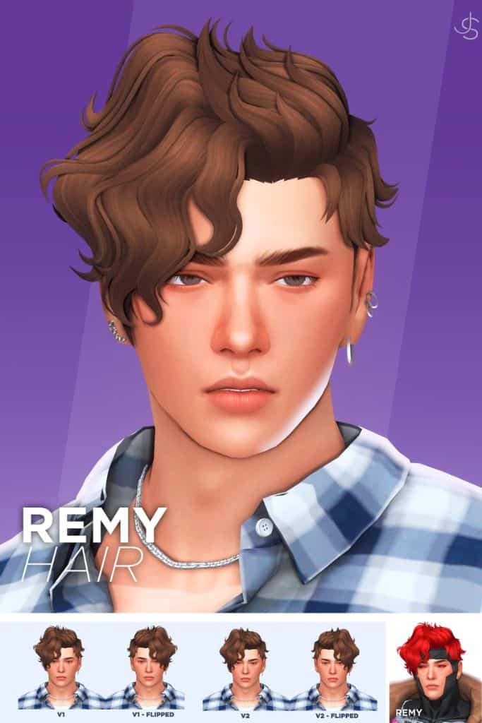 male Sim with a short wavy hairstyle and side part