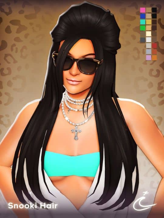 female Sim with a Snookie inspired hairstyle