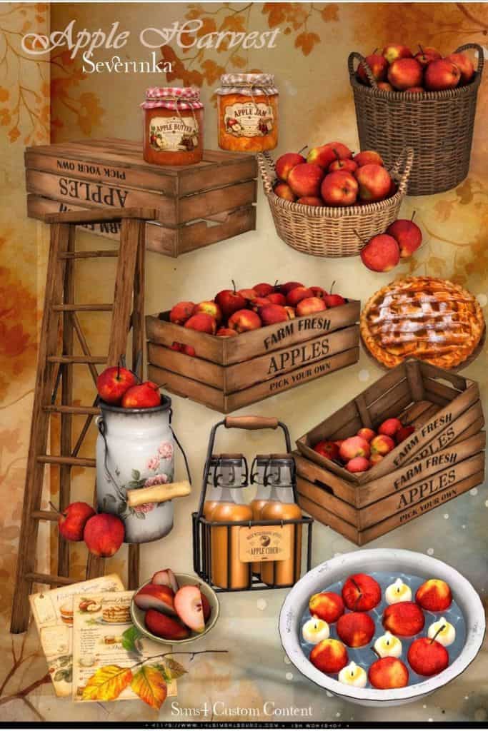 collage of apple and Autumn themed decor pieces