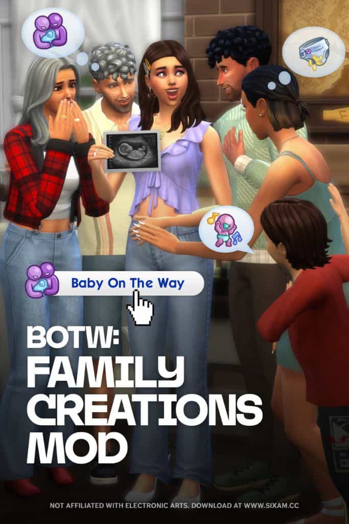 friends and family surrounding a pregnant Sim showing a sonogram picture