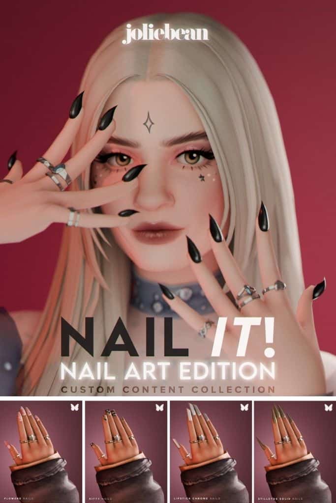 female Sim with black claw nails