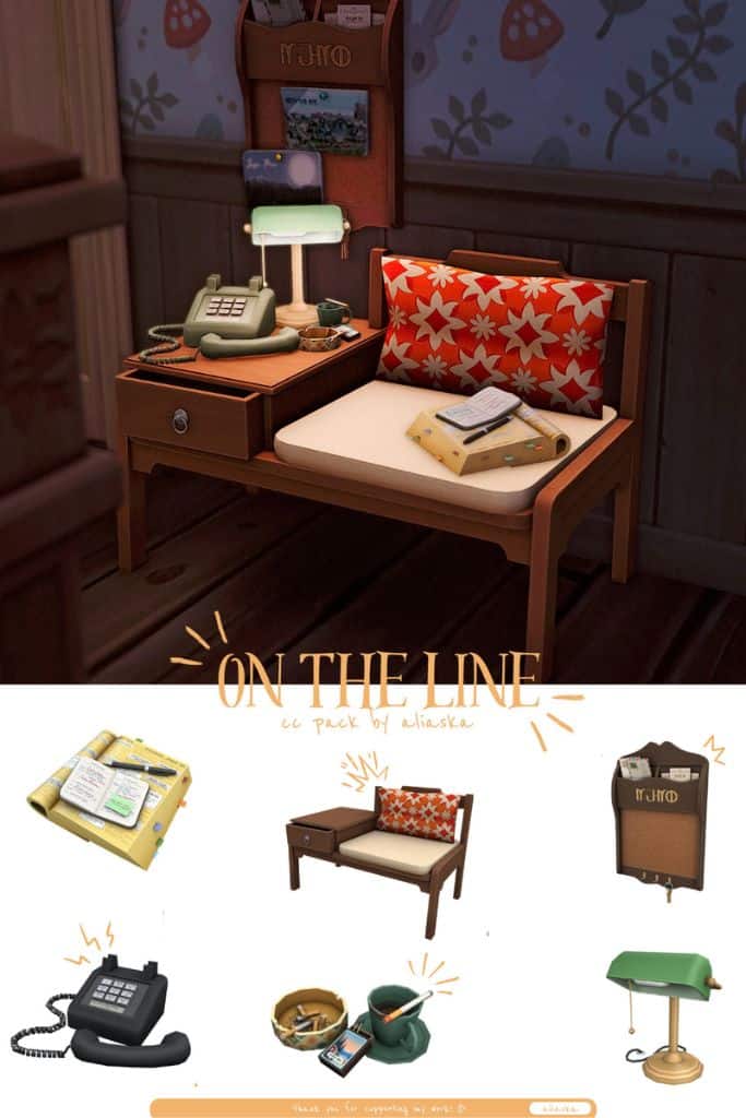 collage of a telephone, lounging knook
