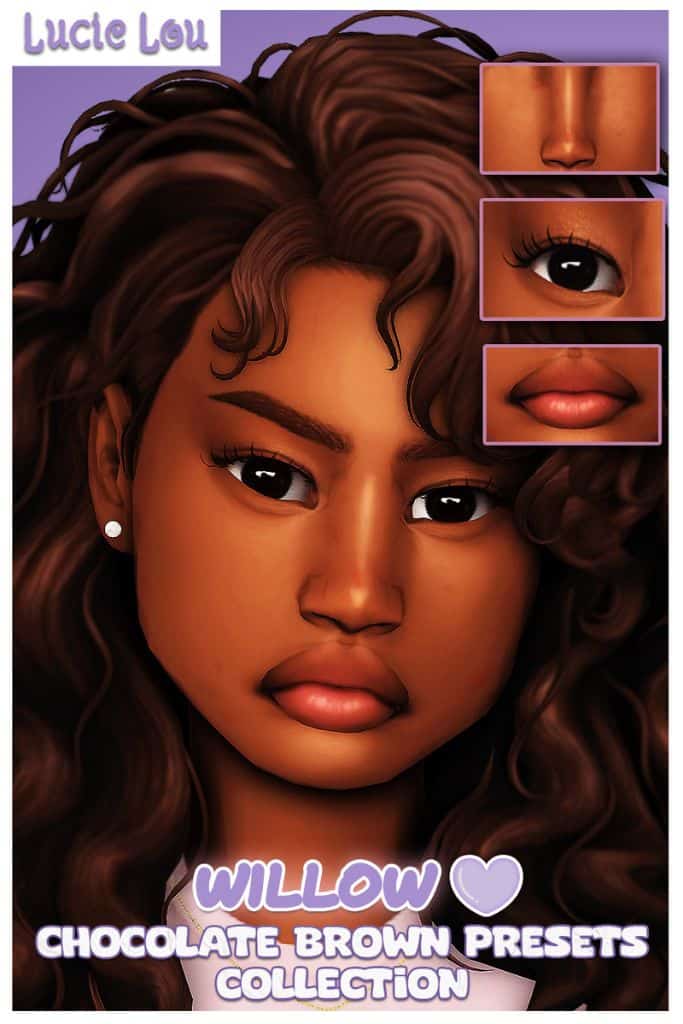 black female Sim with eyes, nose and lip presets
