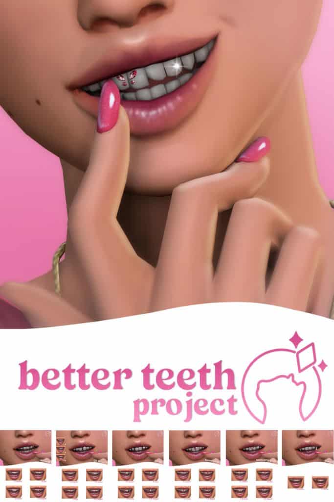close of different types of teeth and tooth gems