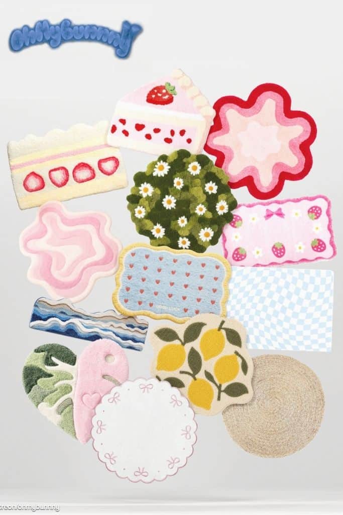 collage of playful home rugs