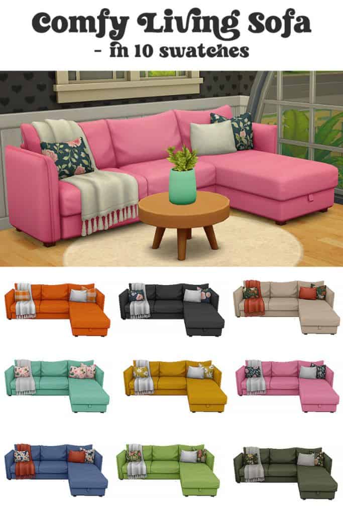 collage of different color sofas