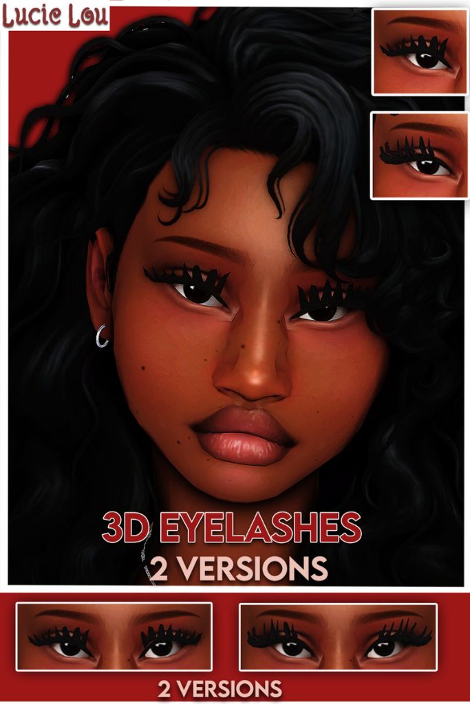 black female Sim with thick, separated eyelashes