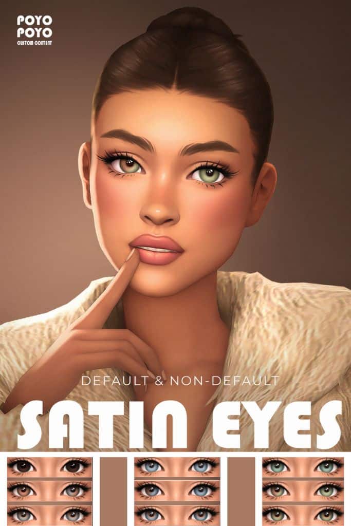 female Sim with light green and brown heterochromia eyes