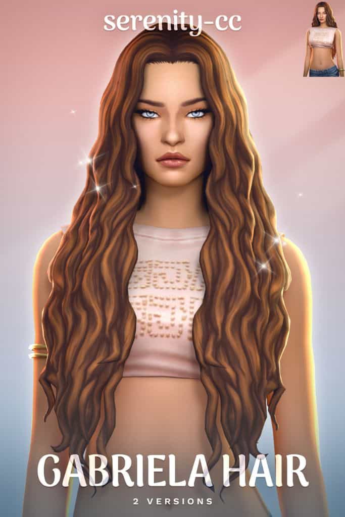 female Sim with very long, curly hair