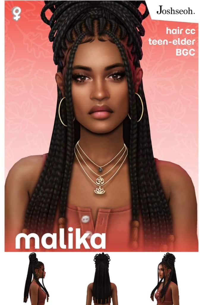 black female Sim with a partial braided updo hairstyle