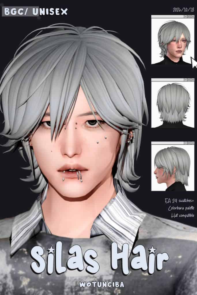 male Sim with a gray layered hairstyle