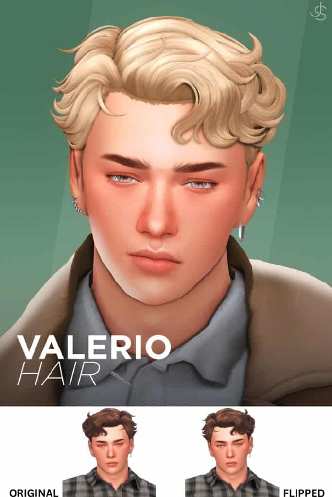 blond male Sim with a short, wavy hairstyle