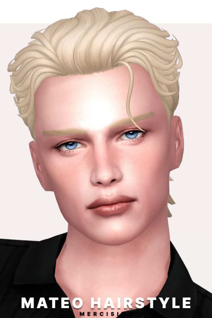 blond male Sim with a short, combed back hairstyle