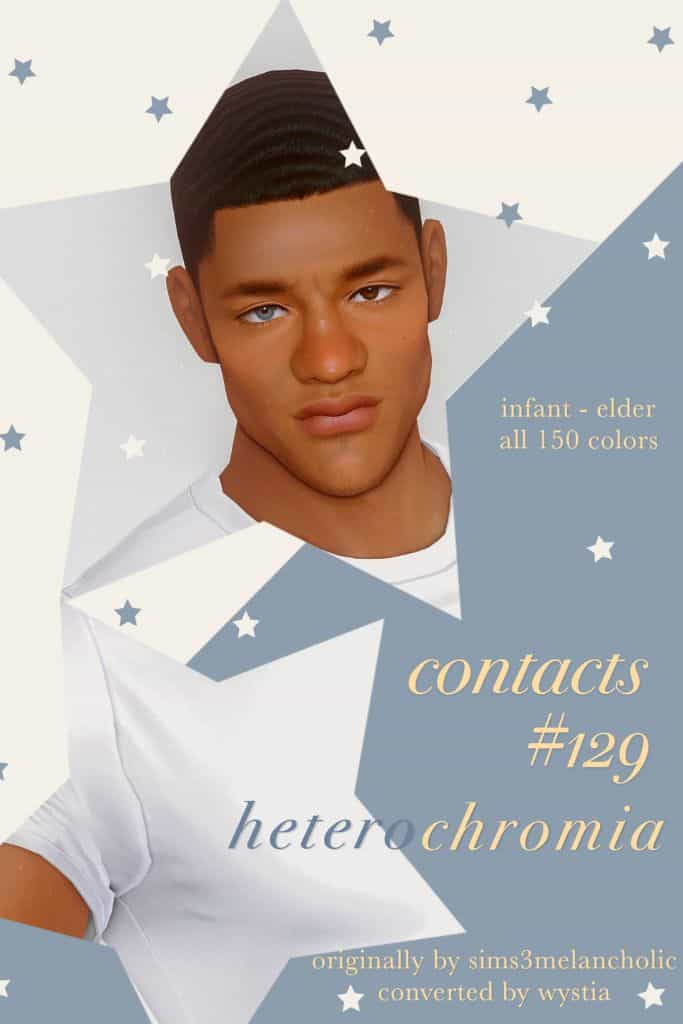 black male Sim with blue and brown heterochromia eyes