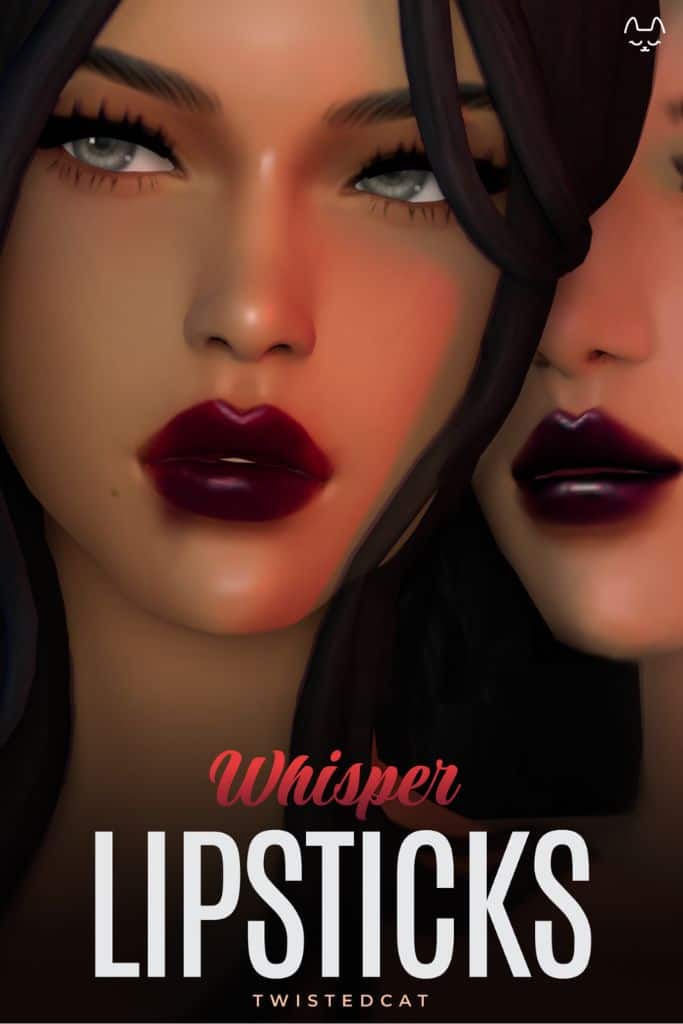 two female Sims plum-red lipstick