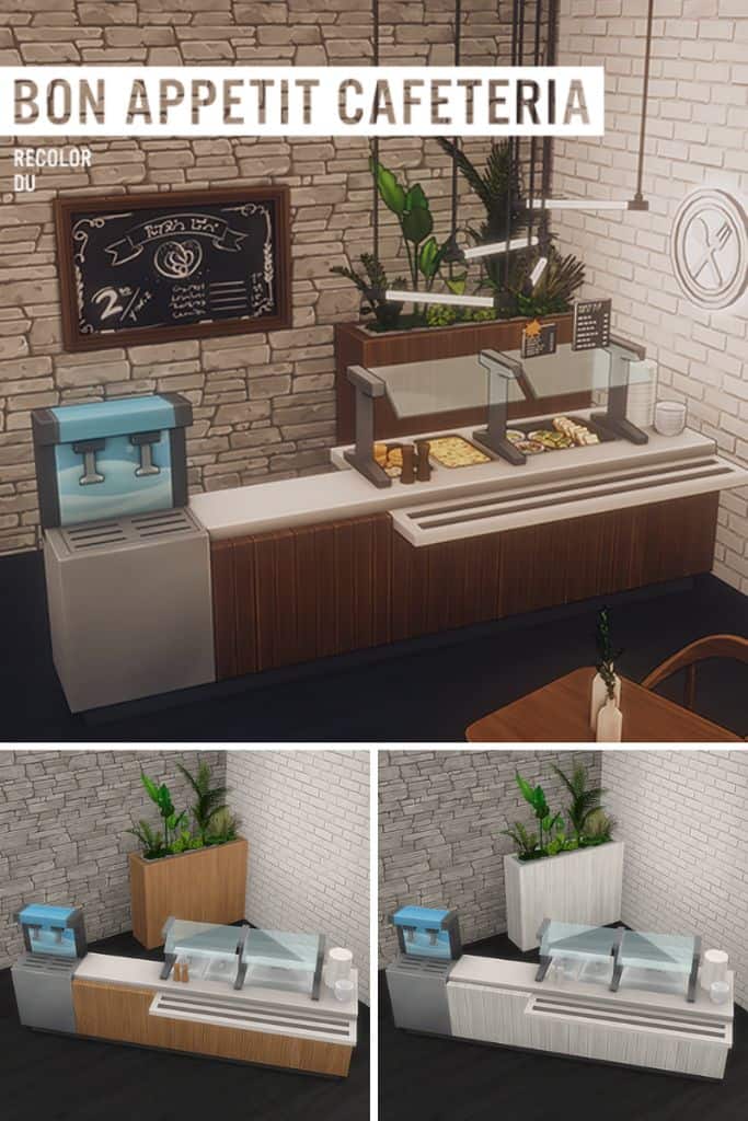 cafeteria setup shown in different recolors