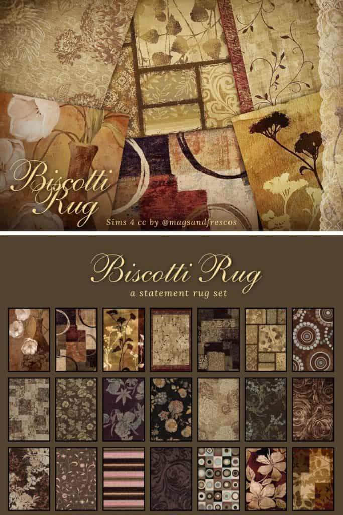 collage of warm 2000s-inspired rugs