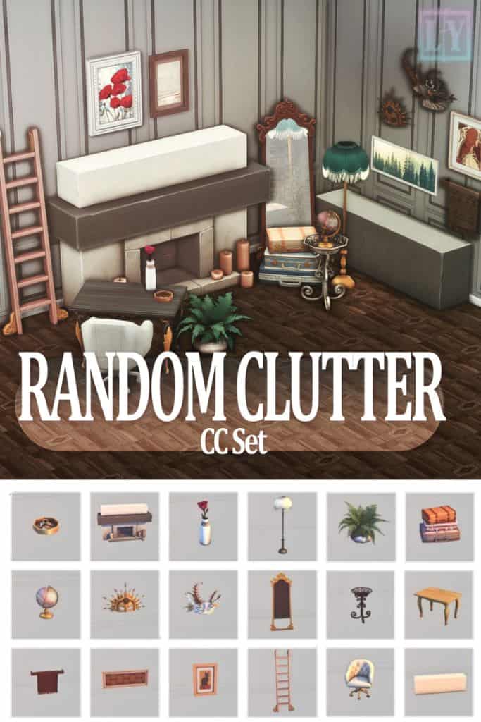 a room setup with mixed clutter decor pieces