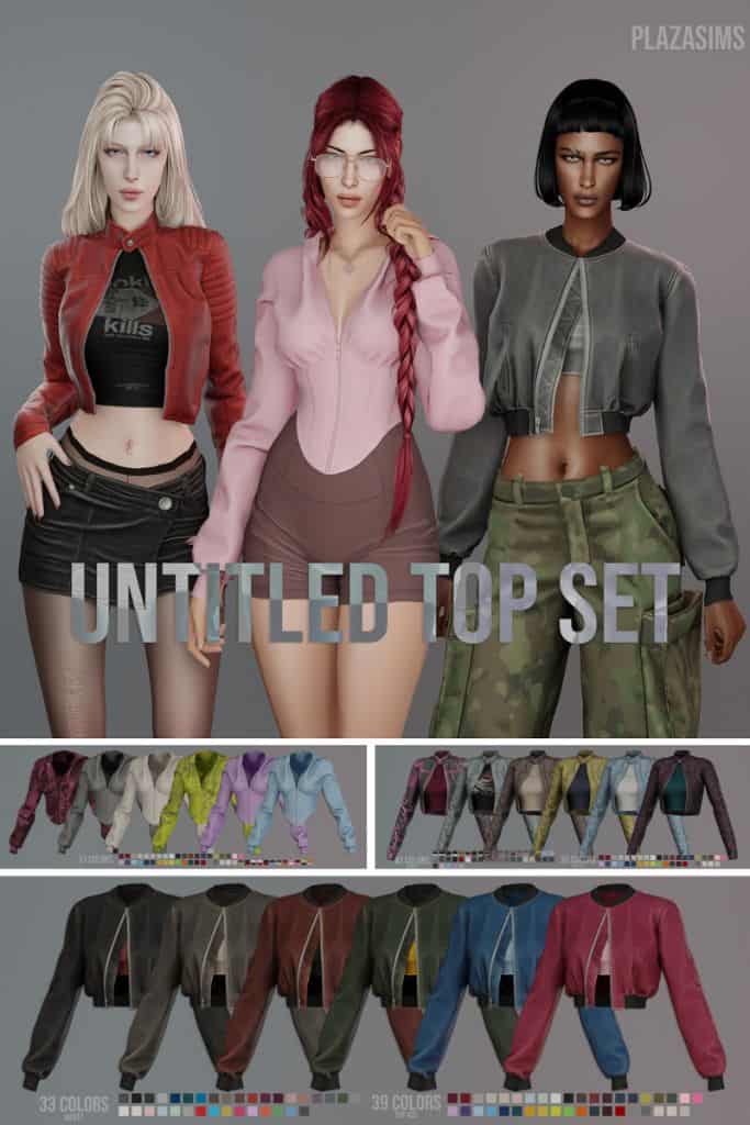three female Sims wearing modern tops