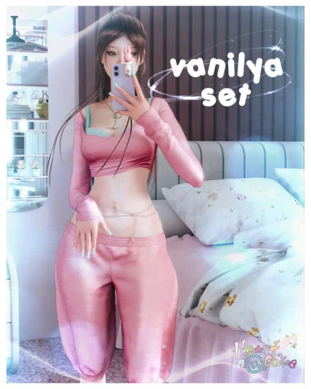 female Sim wearing a layered crop top and cropped sweats